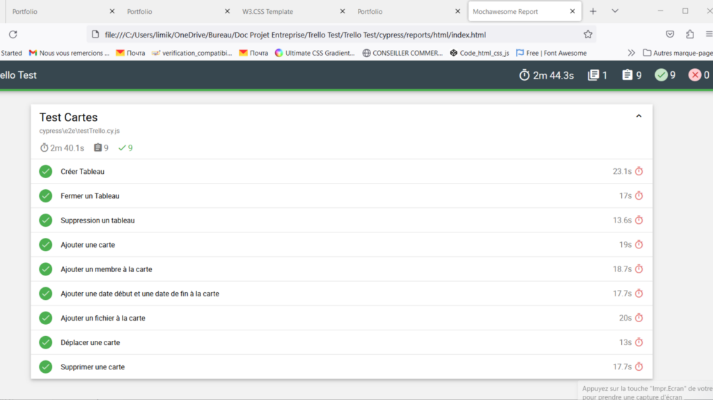Cypress génère un rapport HTML 