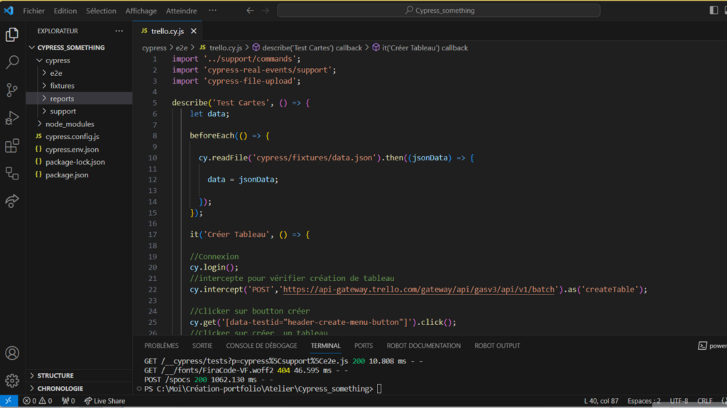 Résumé des actions effectuées sur les tableaux Trello