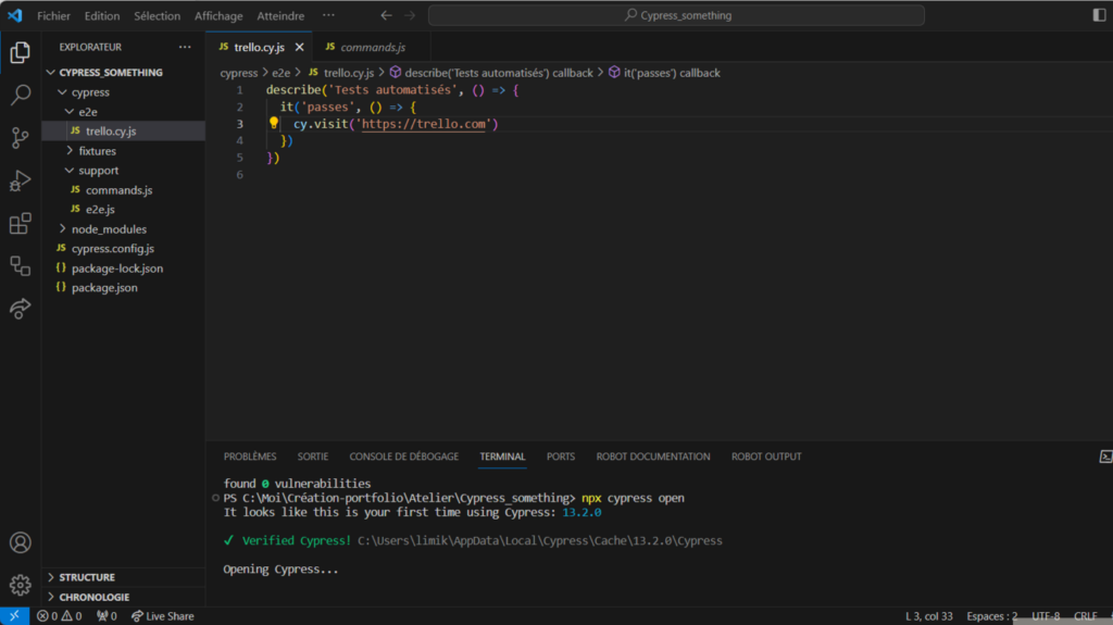 Tests pour vérifier différentes fonctionnalités de Trello
