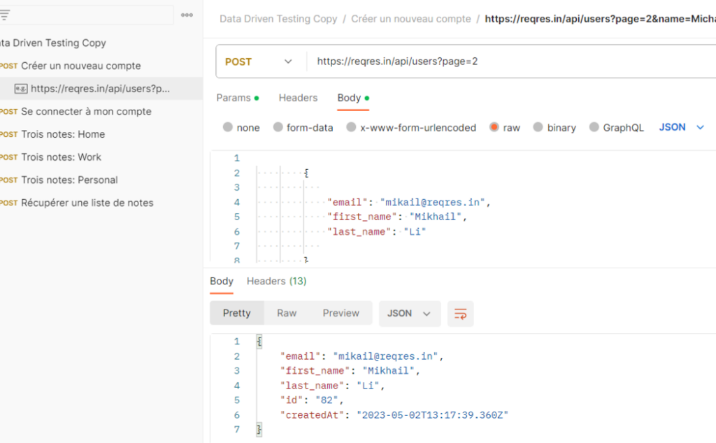 Création d’un compte utilisateur sur Postman