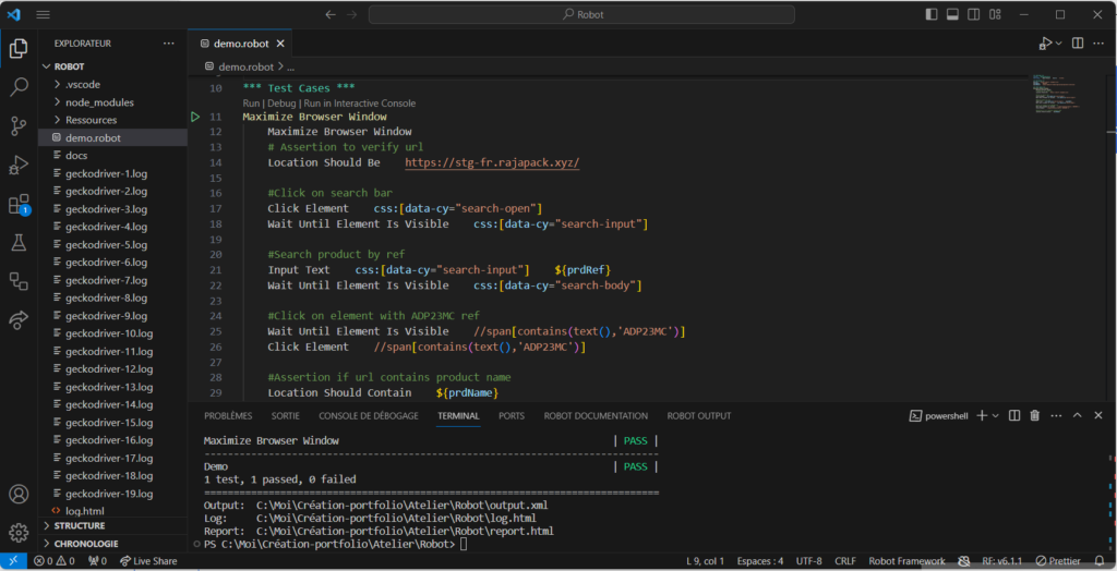 Vérification et Assertions sur Robot Framework