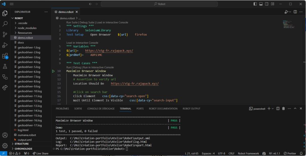 Utilisation des Variables sur Robot Framework