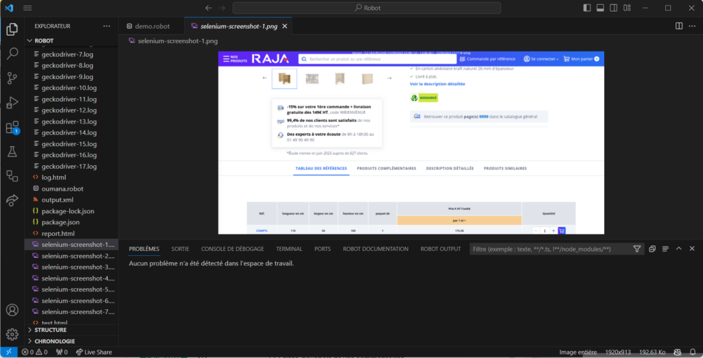 Résultats positifs des tests montrant que la page fonctionne correctement 